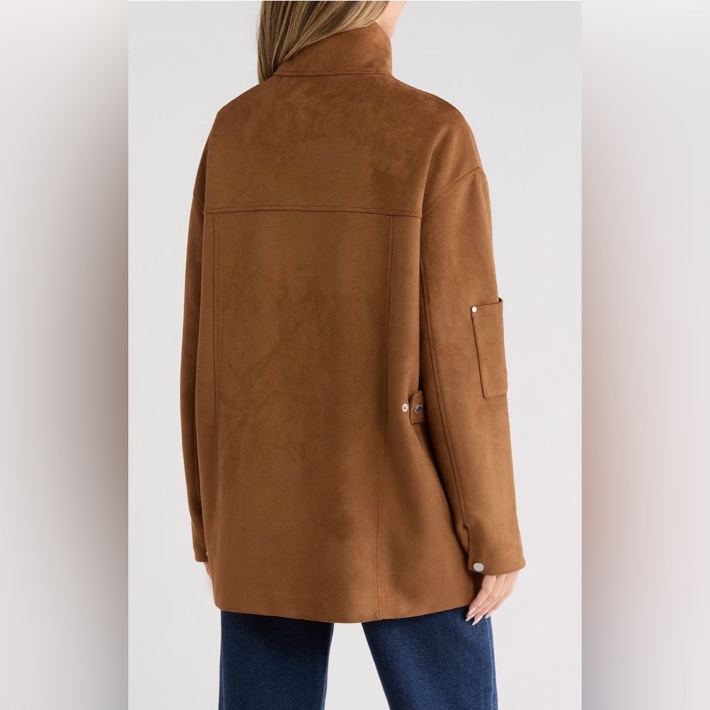 Rebecca Minkoff Chestnut Brown Suede-Effect Snap Jacket - Picture 2 of 11